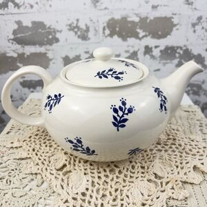 Ralph Lauren Denimware England Teapot Kate Reversed 4 Cup Blue‎ Floral *Read*